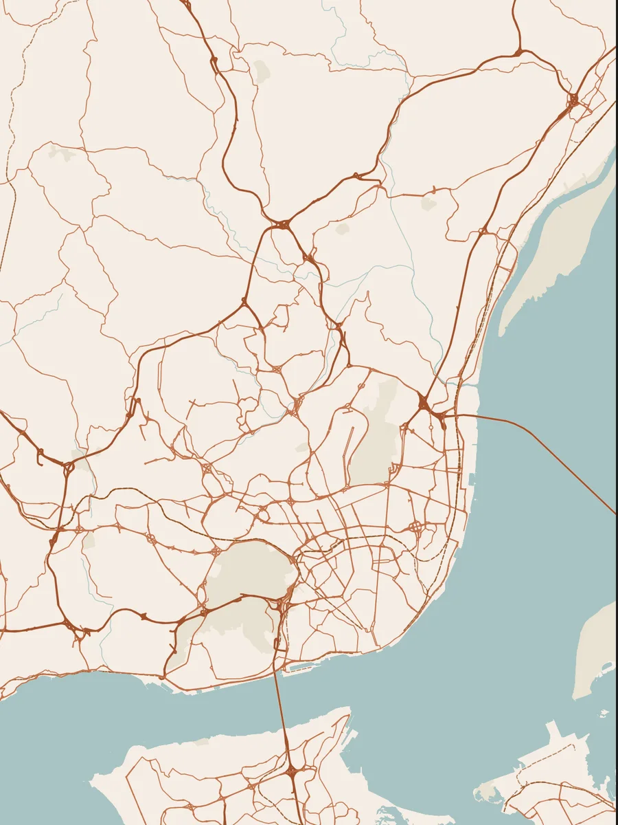 Map poster of Lisbon in Terracotta